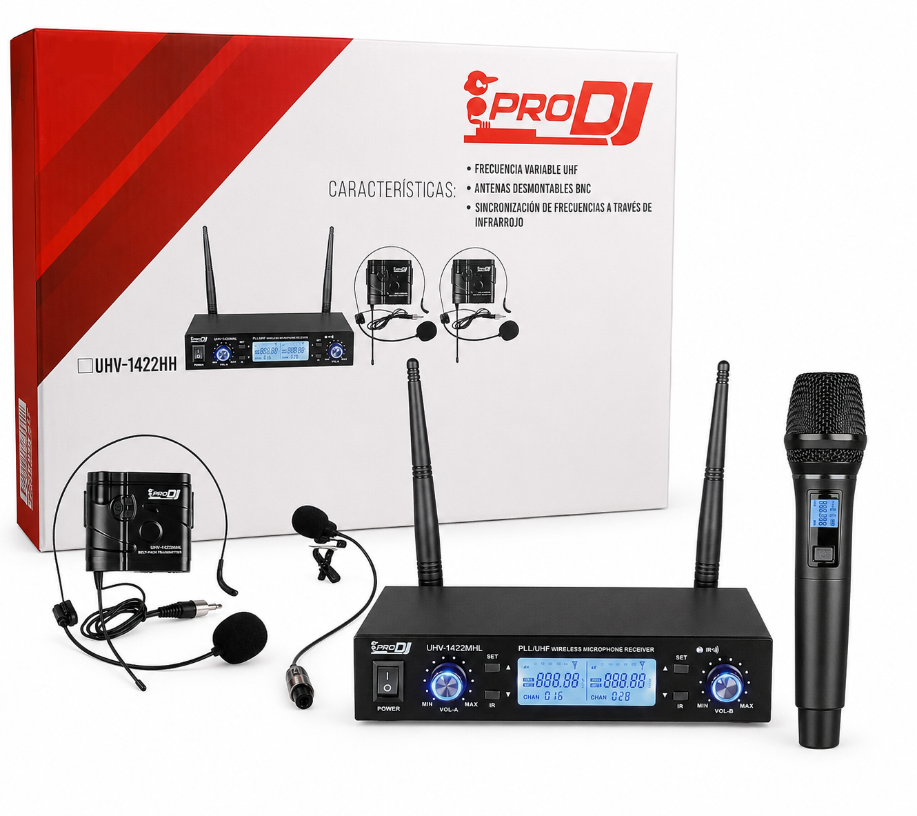 Miniatura 1 de Microfono Inalambrico Doble Pro DJ UHV-1422M