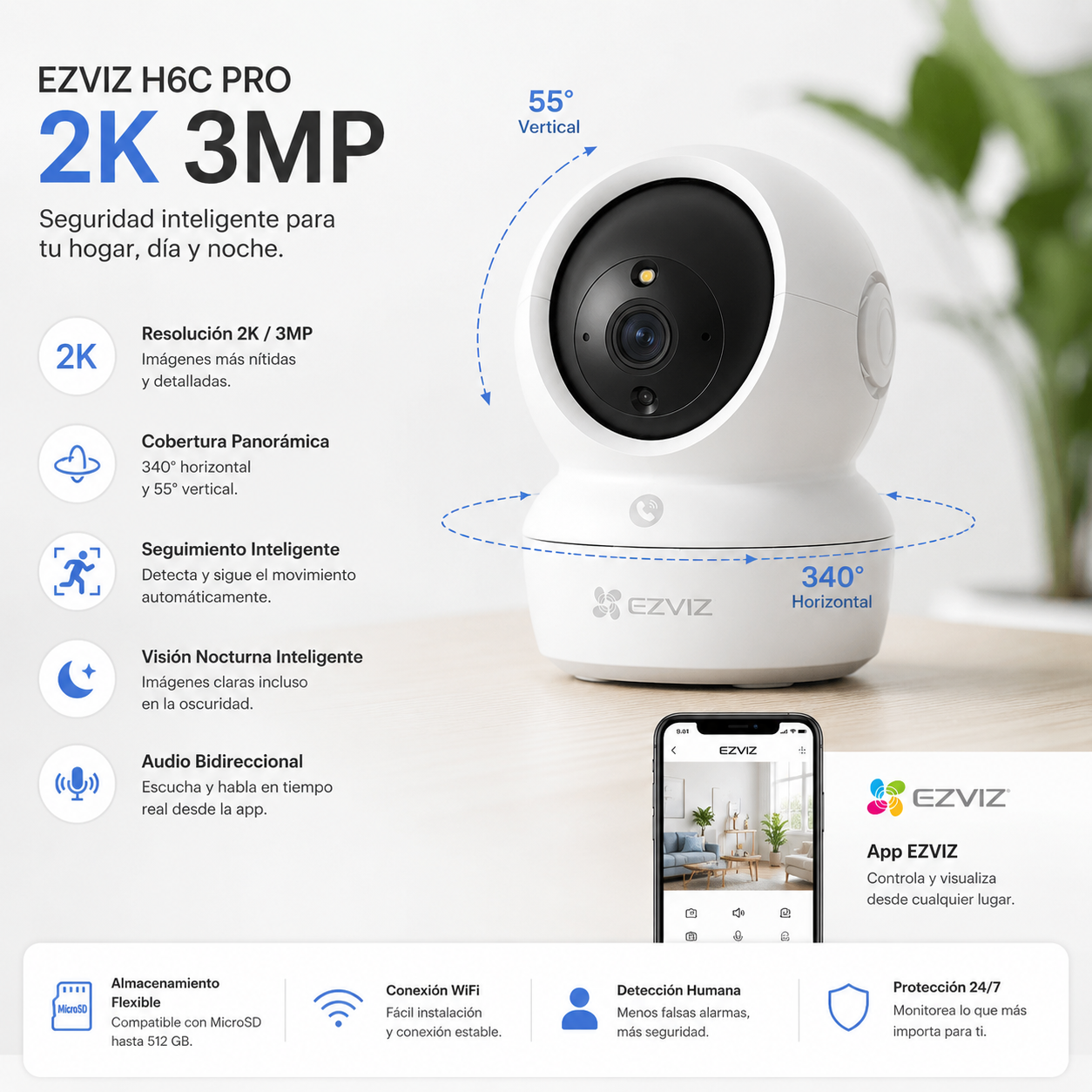 Miniatura 2 de Camara de Seguridad WiFi EZVIZ H6c Pro 2k 3MP